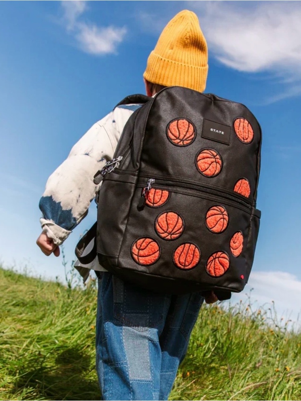 NWT STATE Canvas Kane Kids Double
Pocket Fuzzy Basketballs